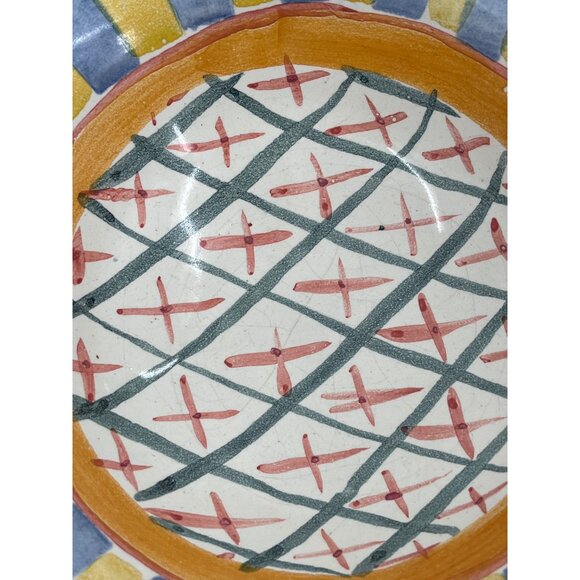 Mackenzie Childs Monet Cereal Bowl 8.25"‎ Striped Geometric Handmade Pottery - Picture 4 of 7